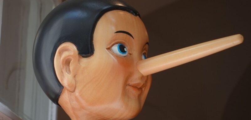ピノキオ嘘をついて鼻が伸びる
